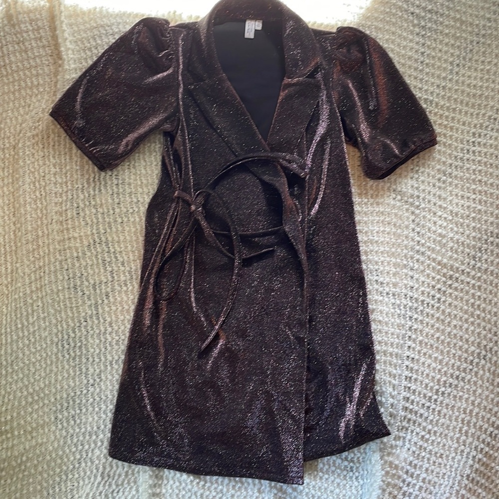 & other stories metallic pink blazer dress